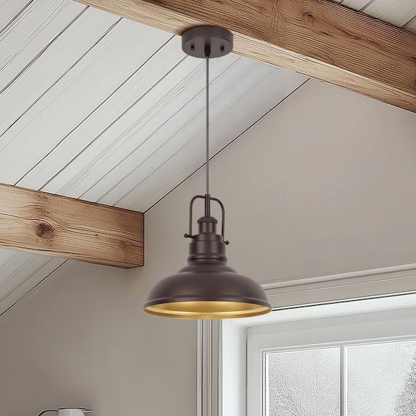 Pendant Light Rustic Metal Dome Shade with Exposed Hardware Hanging Loop