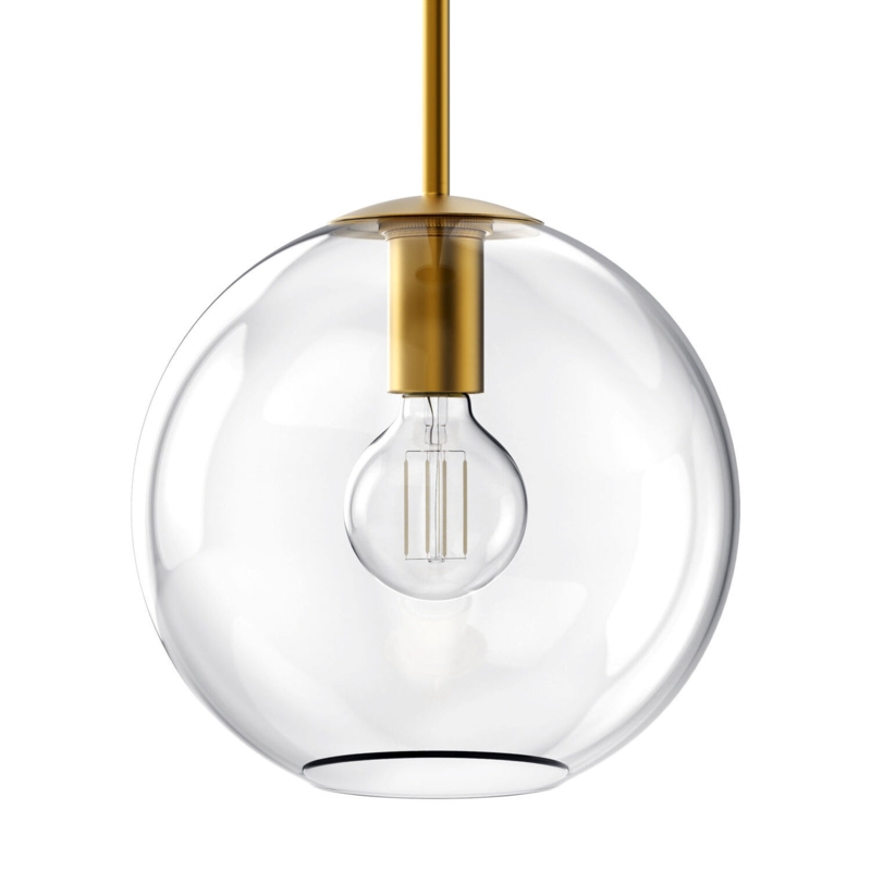 Pendant Light Satin Brass Globe Shade Modern Kitchen Island Lighting