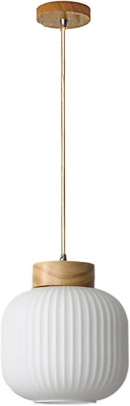 Pendant Light Scandinavian Wood Ceiling Mount Frosted Glass Ball
