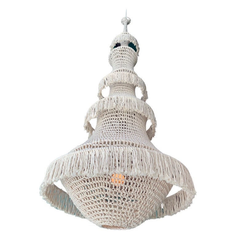 Pendant Light Sculptural Textile Lighting Hand Crocheted Organic Form