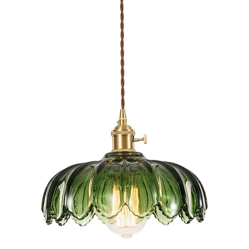 Pendant Light Set: Retro Multi-Colored Textured Glass Gold Hardware