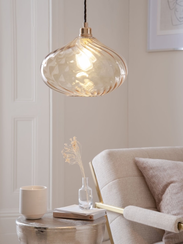 Pendant Light Shade: Champagne Gold Metallic Dome Glam Easy Fit