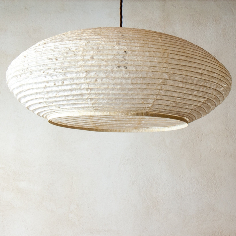 Pendant Light Shade Flat Disk Japanese Handmade Paper Minimalist