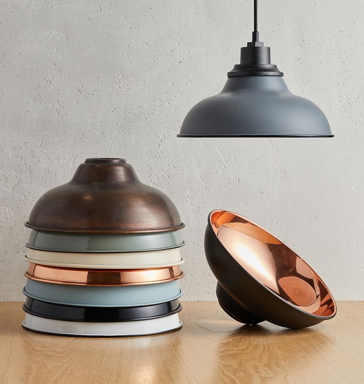 Pendant Light Shallow Dome Profile Matte Black Wide Shade Minimalist
