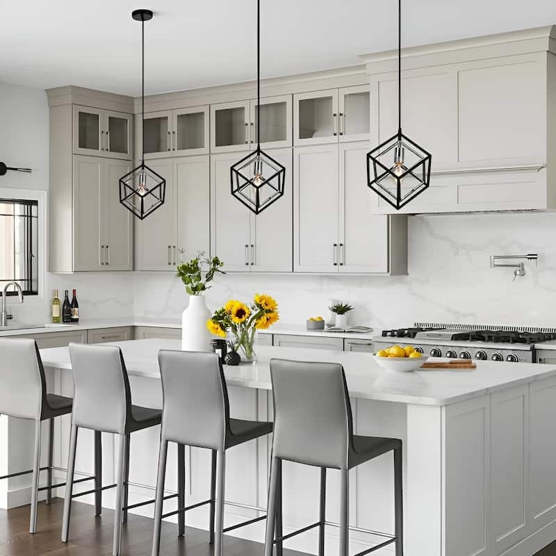 Pendant Light Slender Metal Frame Hanging Rod Minimalist Open Cage