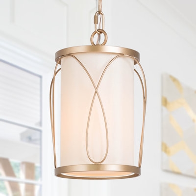 Pendant Light Slender Mini Cylinder with Cream Fabric Shade Texture