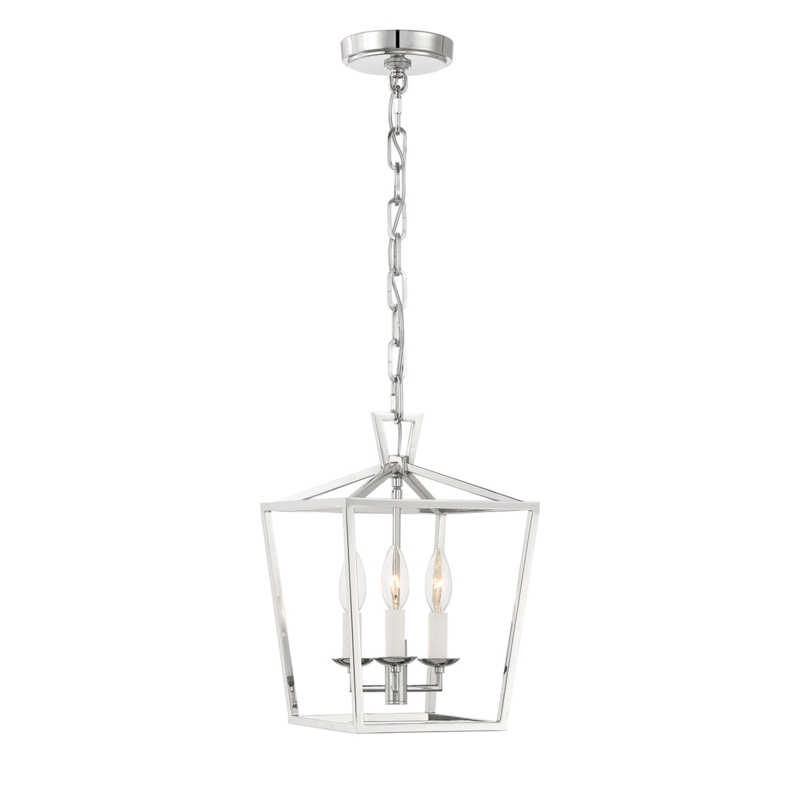 Pendant Light Small Polished Nickel Lantern Clear Glass Open Frame