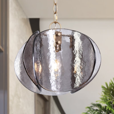 Pendant Light Smoky Rippled Glass Organic