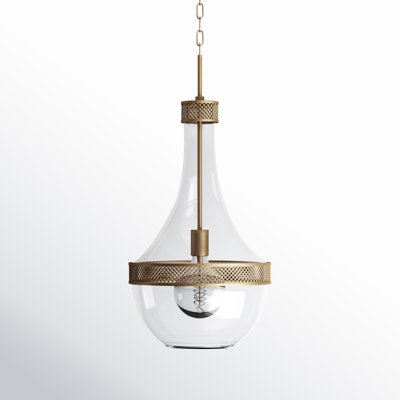 Pendant Light Spherical Glass Shade Gold Finished Downrod