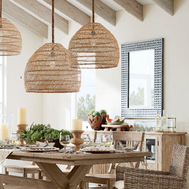 Pendant Light: Spherical Woven Shade Hemp Rope