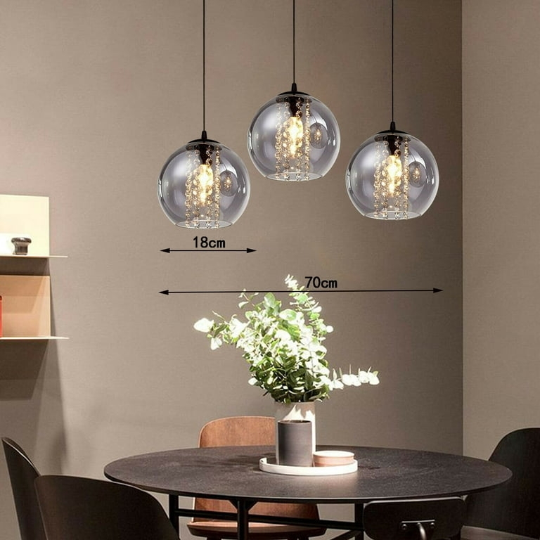 Pendant Light Staggered Globe Cluster Gold Hardware Polished Clear Glass