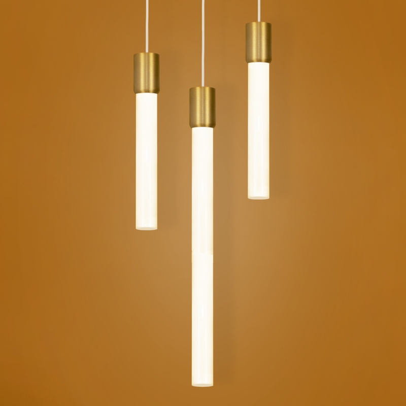 Pendant Light Staggered Slim Cylinders Metallic End Caps