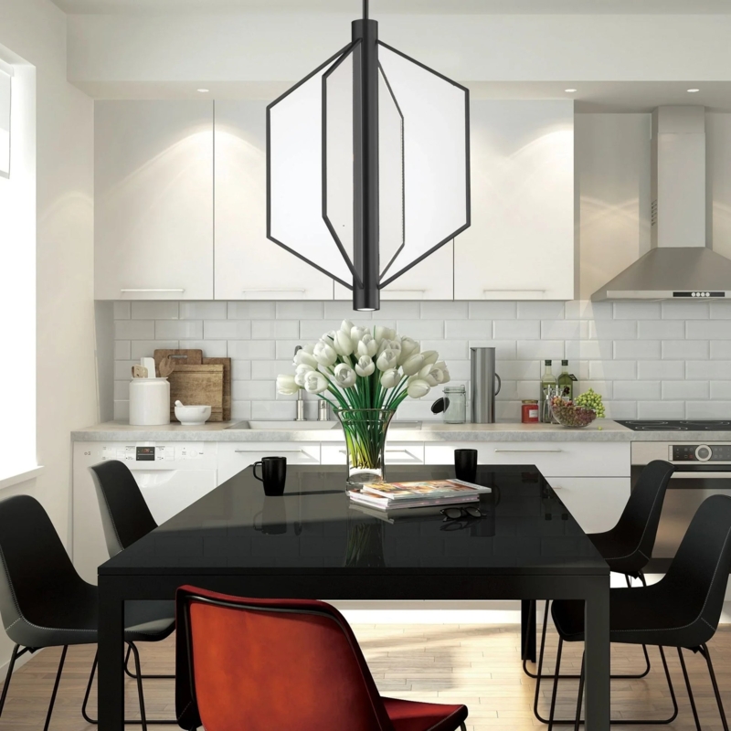 Pendant Light Starburst Matte Black Spherical Glass Shades Mid-Century