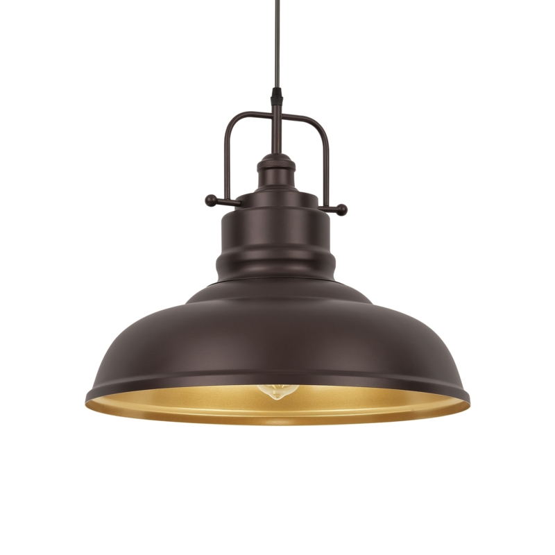 Pendant Light Tapered Seeded Glass Shade with Rigid Downrod Stem Fixture