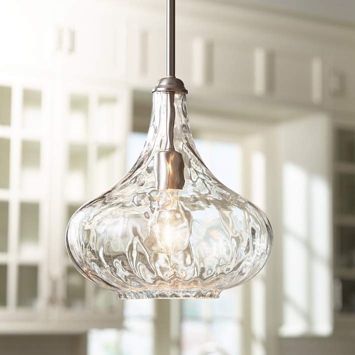 Pendant Light Textured Glass Cylinder Polished Nickel Modern Minimalist