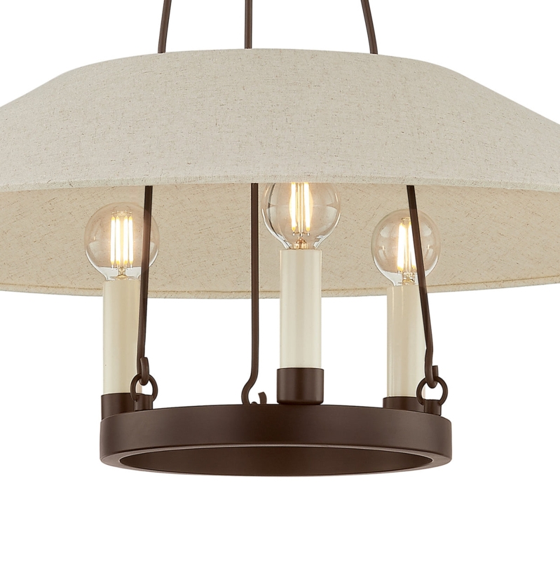 Pendant Light: Tiered Bronze Frame with Linen Shade