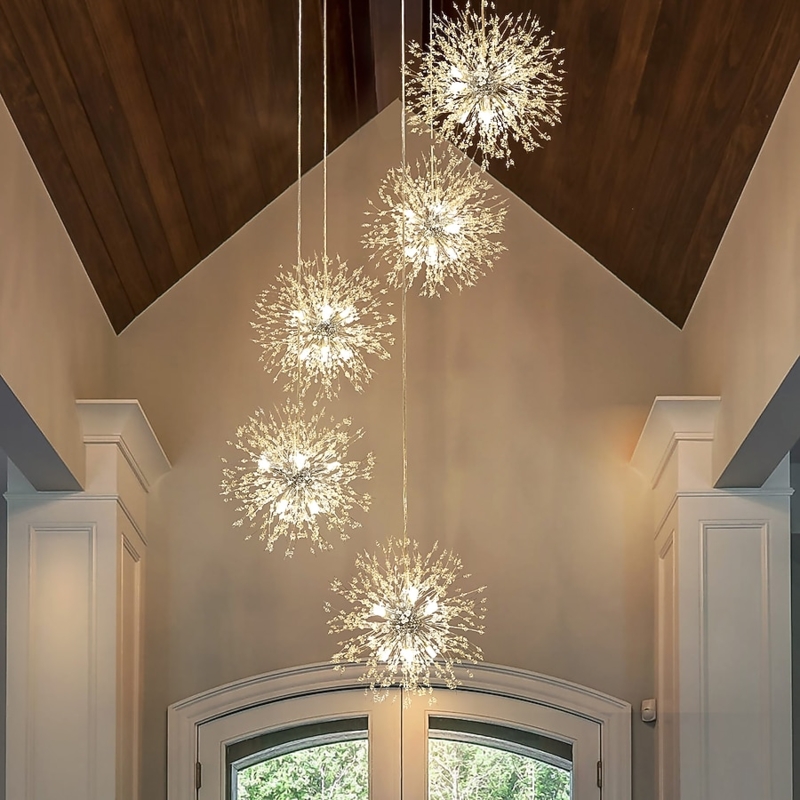Pendant Light: Tiered Rings, Contemporary Chrome Ring Pendant