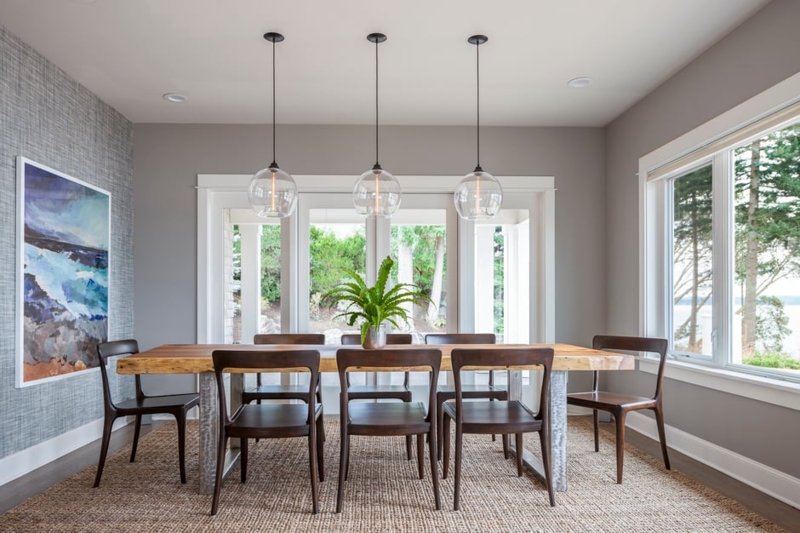 Pendant Light, Trio Arrangement with Glossy Smoke Glass Shades