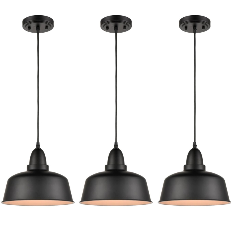 Pendant Light Trio Matte Black Industrial | Kitchen Island
