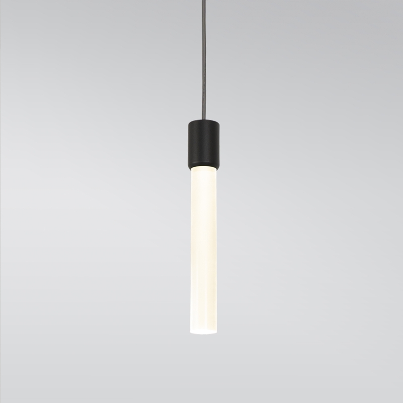 Pendant Light Ultra Slim Matte Black Cylinder Frosted Tip