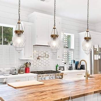 Pendant Light Vintage Brushed Gold Heavy Clear Glass Industrial Bulb