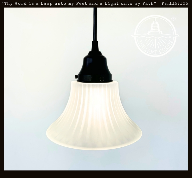 Pendant Light Vintage Rubbed Bronze Finish Fluted Frosted Glass Shade