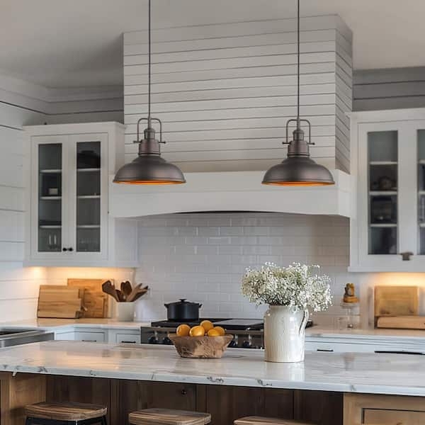 Pendant Light Vintage Style Metal Dome Shade with Edison Bulb Fixture