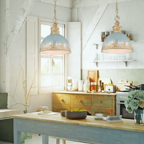 Pendant Light Vintage Teal Pendant Light Kitchen Distressed Bell Shade