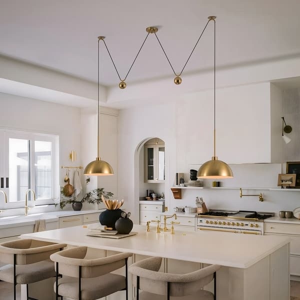 Pendant Light W-Shaped Cord Sliding Weights Black Industrial Multi-Light