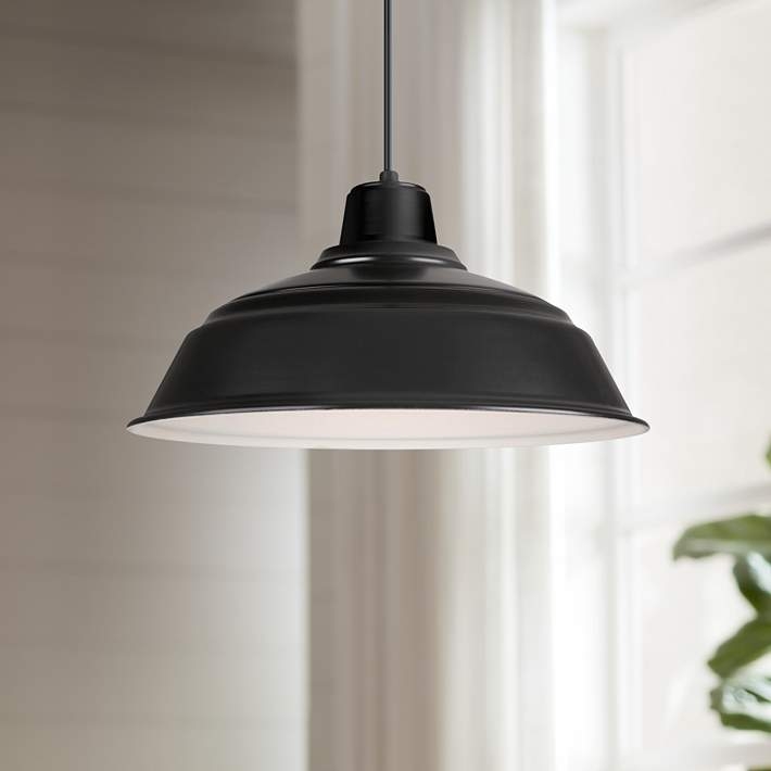 Pendant Light Warehouse Silhouette White Interior Task Dome