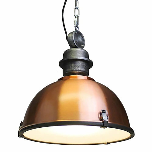 Pendant Light Warehouse Style Forest Green Shade with Brass Mounting