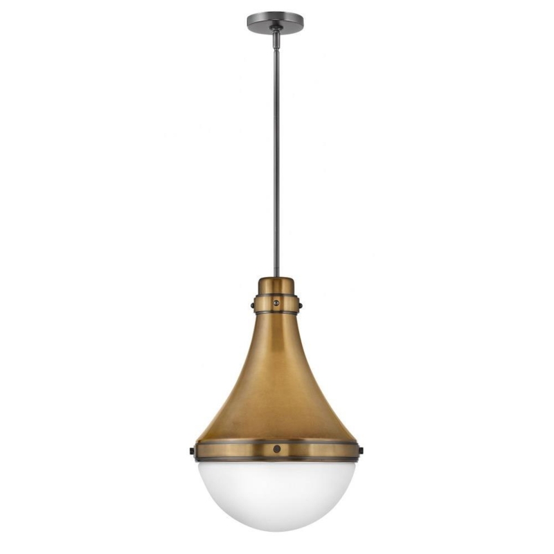 Pendant Light: Warm Brass Bell Silhouette with Clear Glass Shade
