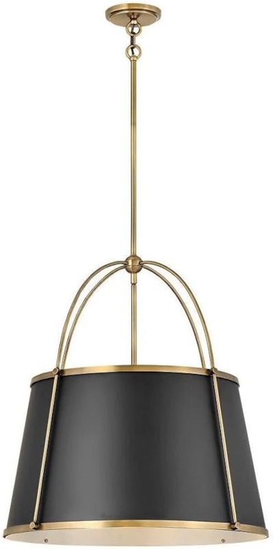 Pendant Light: Warm Brass Geometric Lattice Drum Shade