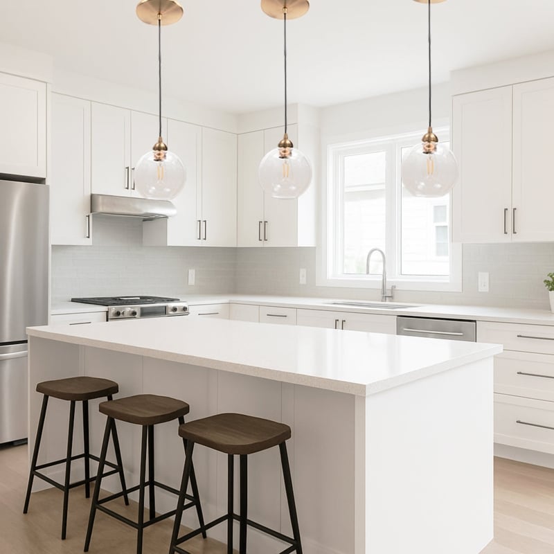 Pendant Light Warm Metallic Clear Glass Globe Spherical Form Airy Kitchen