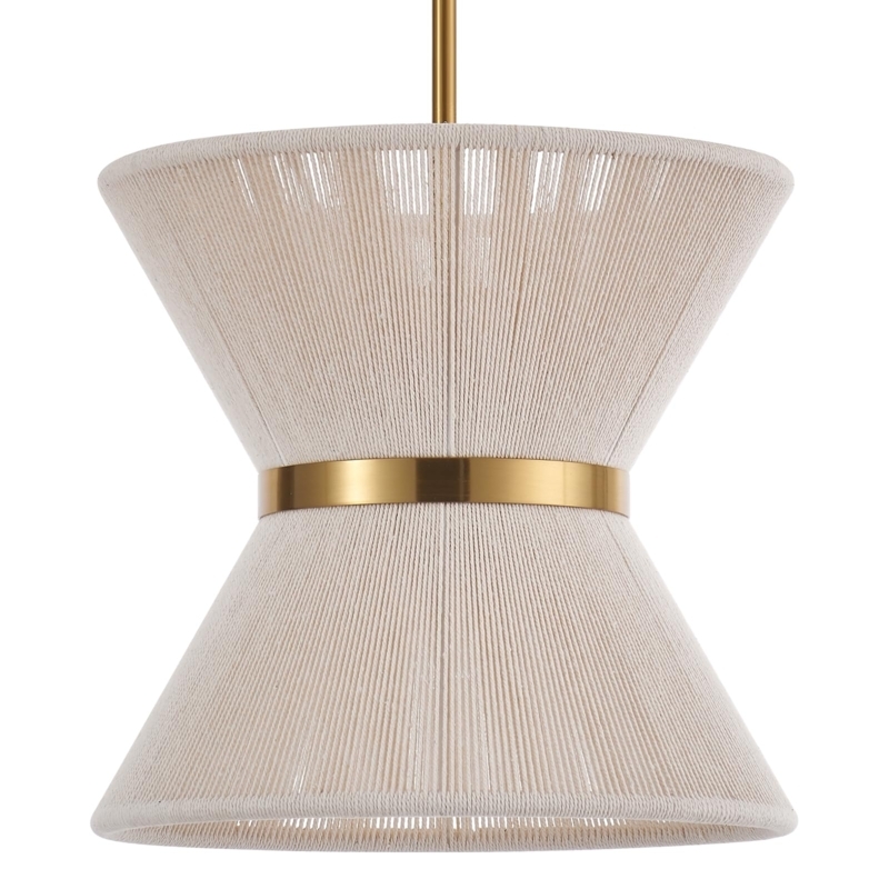 Pendant Light: White Hand Woven Dome, Coastal Boho Style