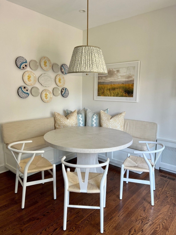 Pendant Light White Pleated Fabric Drum Shade Brass Hardware Transitional