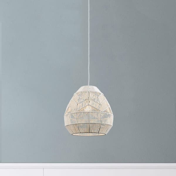Pendant Light: White Rope Weave Basket Open Texture