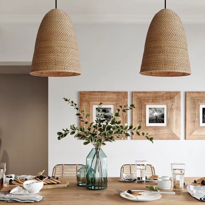 Pendant Light Wide Organic Woven Silhouette Low Profile Wabi Sabi