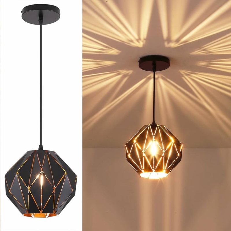 Pendant Light Wireframe Diamond Cage Edison Bulb Industrial Vintage