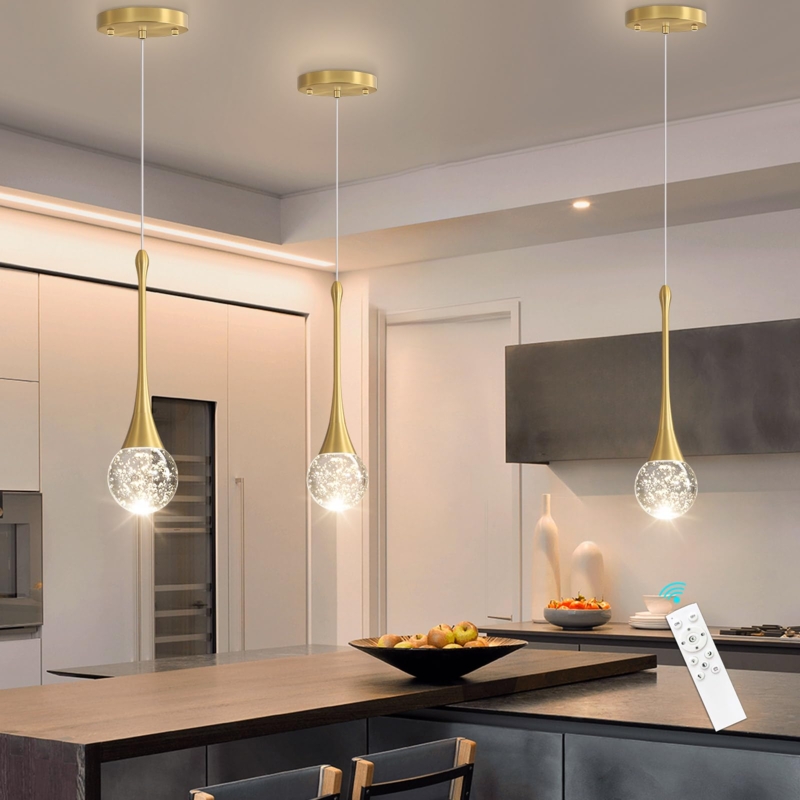 Pendant Light with Faceted Crystal Shade and Antique Gold Finish