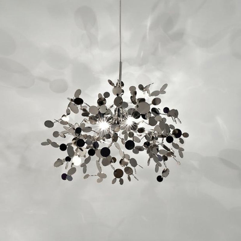 Pendant Light with Polished Finish Sequin Leaf Silhouette