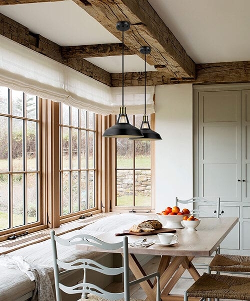 Pendant Light with Satin Black Finish & Contrasting Silver Interior