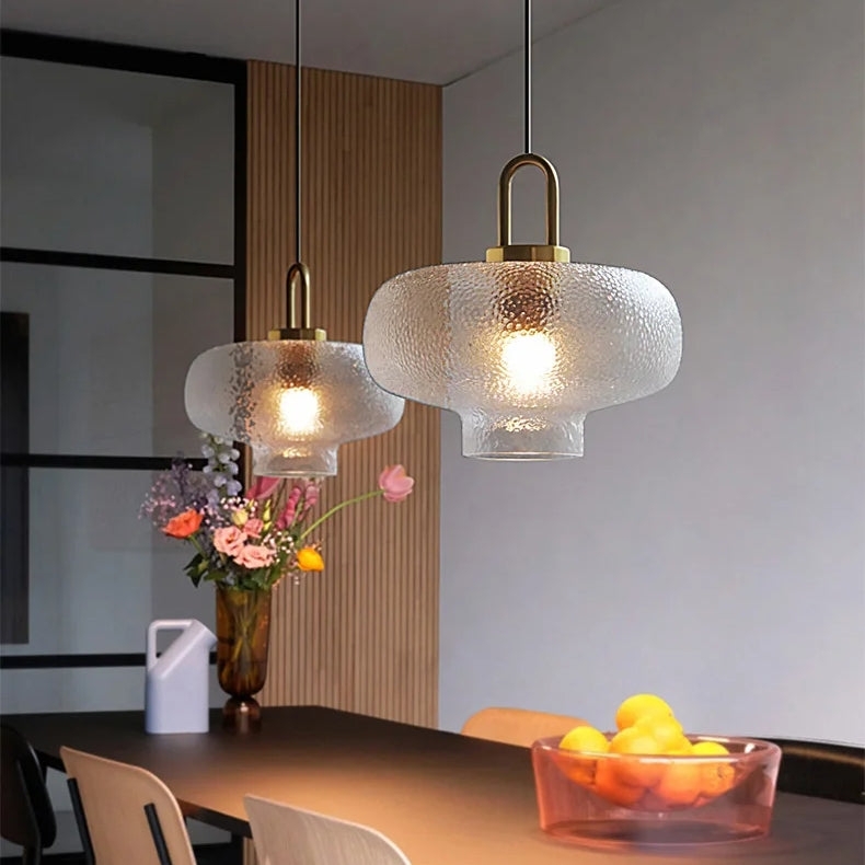 Pendant Light with Spherical Dual Tone Clear and Frosted Glass Shade