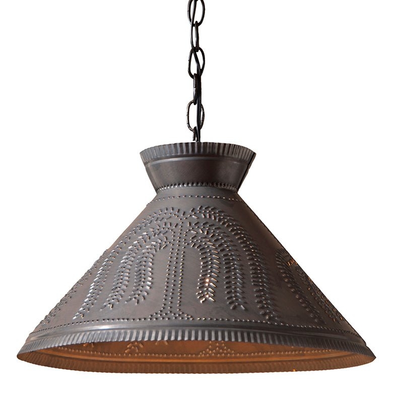 Pendant Light with Willow Branch Accents & Kettle Black Finish Bowl Shade