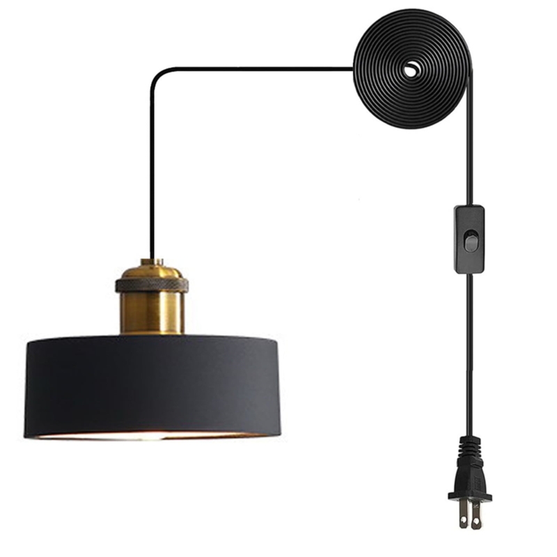 Pendant Light: Wood and Metal Contrast, Matte Black. Wood and Black Metal Decor.