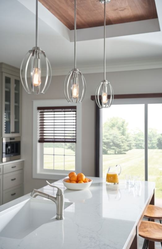 Pendant Light Woven Mesh Cylinder Brushed Nickel Industrial Kitchen
