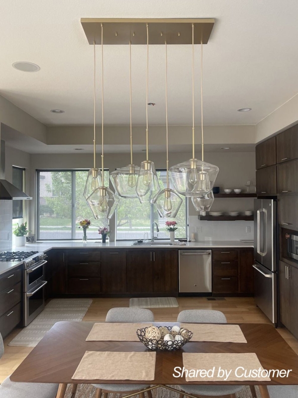 Pendant Lighting 7-Light Cluster Teardrop Glass Fixture