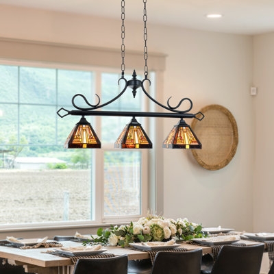 Pendant Lighting Rustic Amber Crackle Glass 3-Light