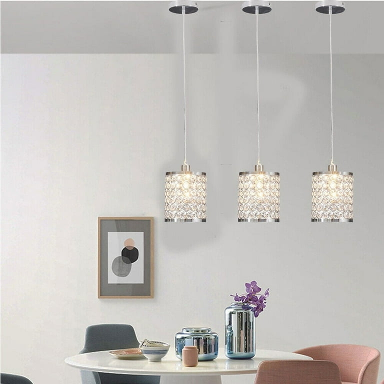 Pendant Lighting Set: Crystal Cylinders, Glam Crystal Pendant Trio