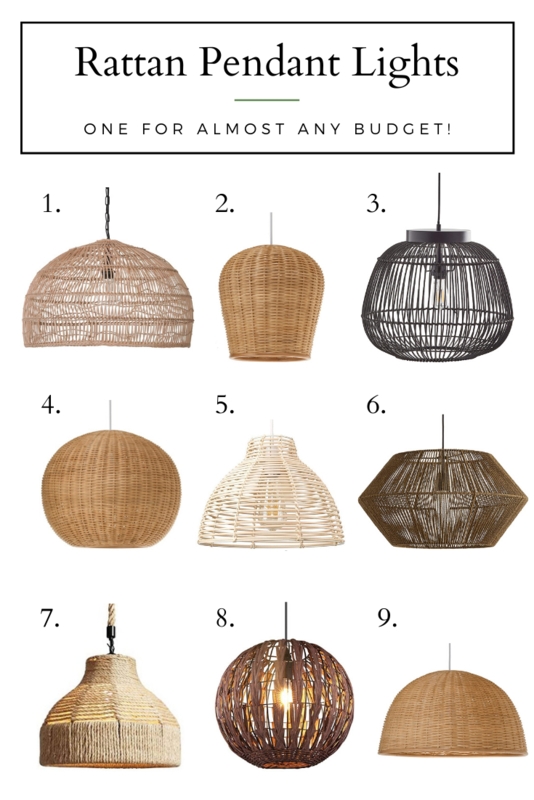 Pendant Lights Handcrafted Woven Rattan Varied Shapes Boho Coastal